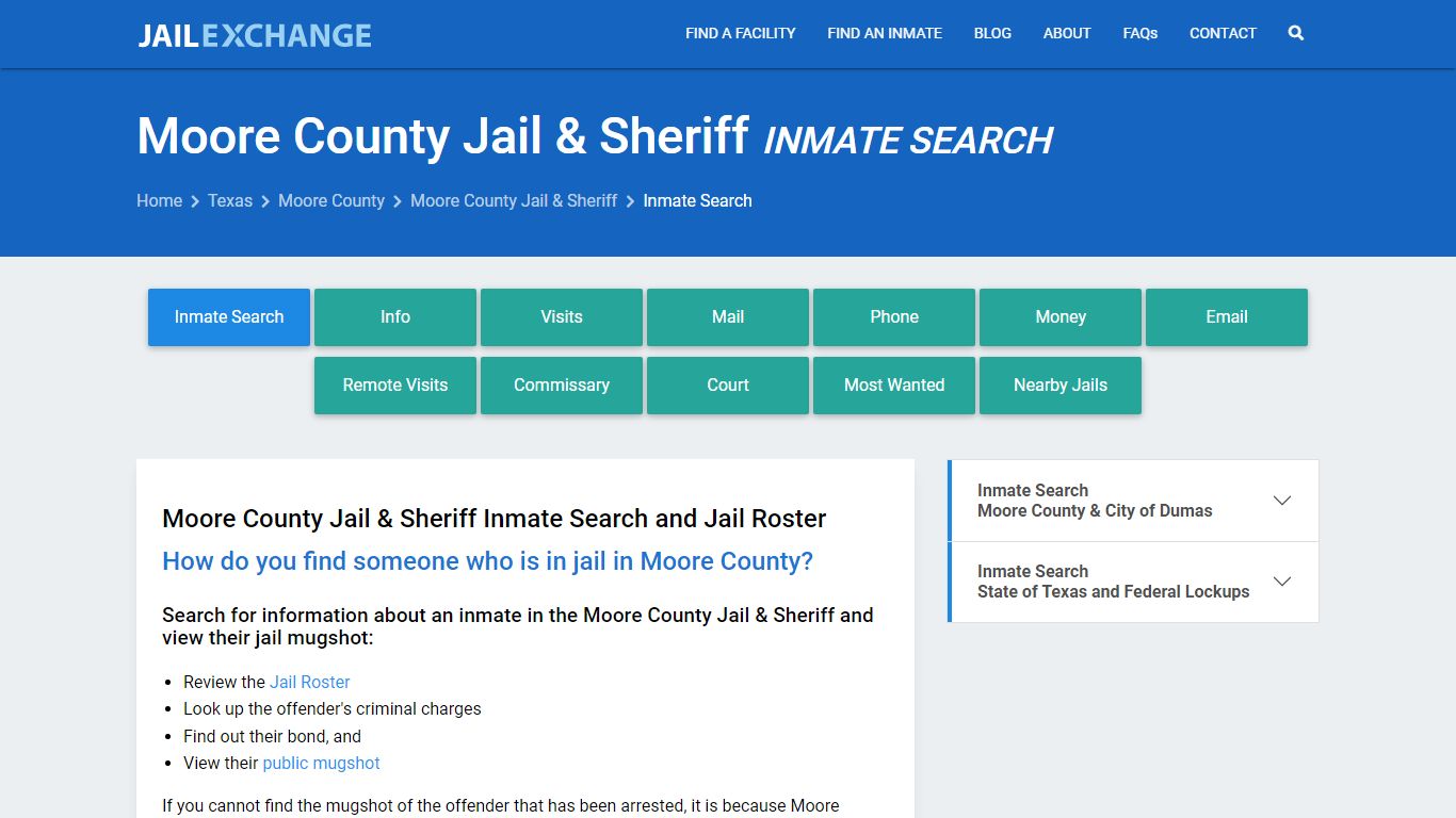 Inmate Search: Roster & Mugshots - Moore County Jail & Sheriff, TX